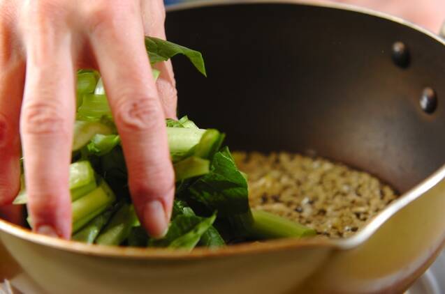 小松菜の淡雪あんかけの作り方の手順2