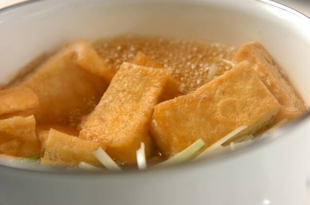 水菜と油揚げの煮浸しの作り方の手順2