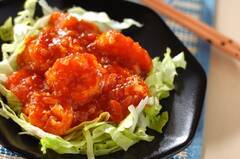 トマト入りエビのチリソース炒め