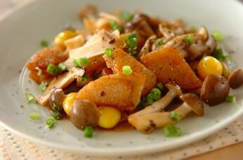 長芋とキノコのニンニクしょうゆ炒め