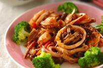 旨みたっぷり！ホタテとイカのオイスター炒め