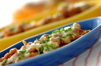 長芋と豚肉のピリ辛レンジ蒸し