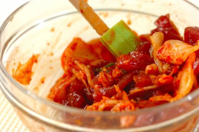 マグロのキムチユッケ丼の作り方の手順2