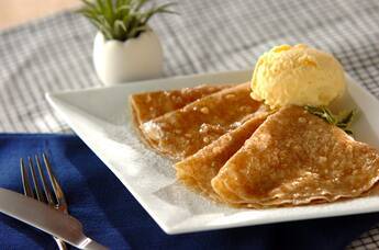 ふすま粉のアイスクレープ