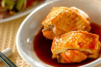 厚揚げと鮭のはさみ蒸し