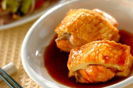 厚揚げと鮭のはさみ蒸し