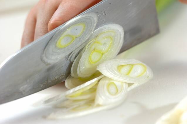 ネギと水菜のだし浸しの作り方の手順1