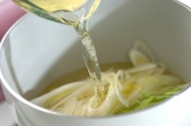 ネギと水菜のだし浸しの作り方の手順2