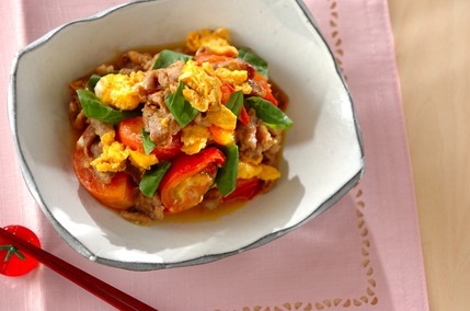 トマトと豚肉の卵炒め