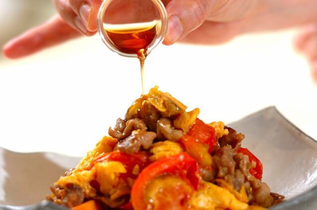 トマトと豚肉の卵炒めの作り方の手順5