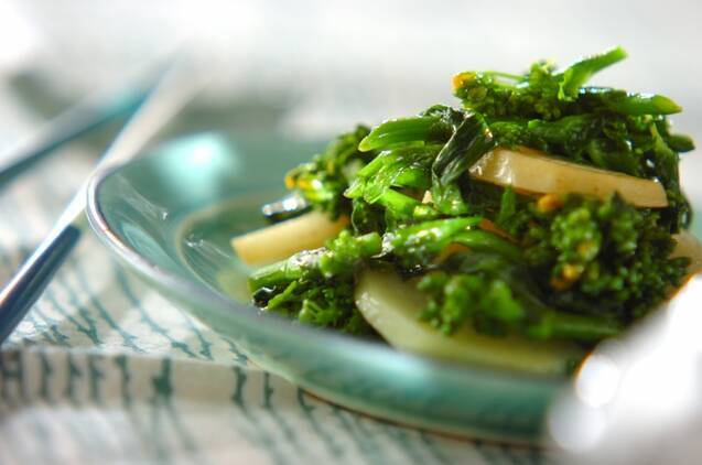 ジャガイモと菜の花の炒め物