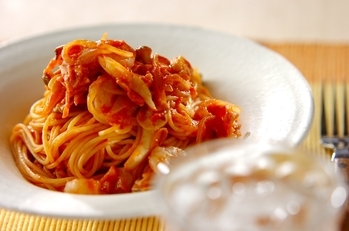 具だくさんトマトクリームパスタ