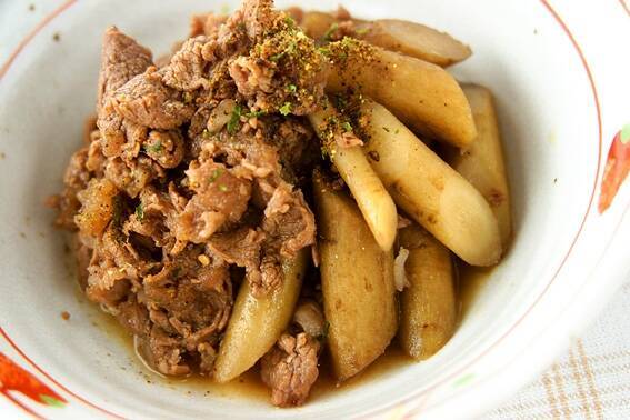 新ゴボウと牛肉の煮物