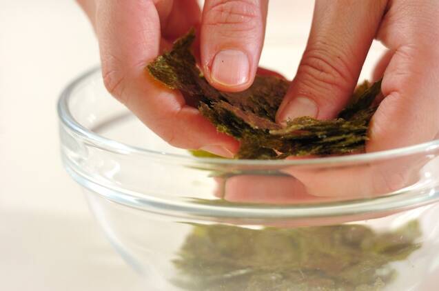 大葉とシラスの梅風味混ぜご飯の作り方の手順3