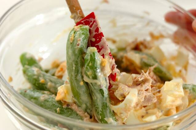 スナップエンドウの卵サラダの作り方の手順3