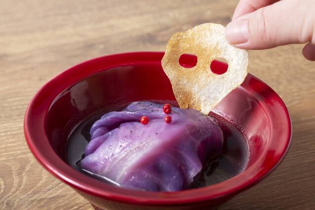 黒ごまスープの紫ロールキャベツの作り方の手順9
