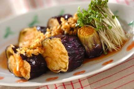 揚げナスのネギしょうゆがけ