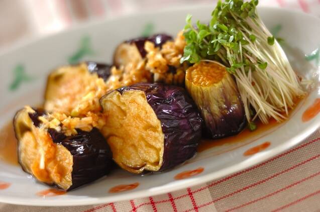 揚げナスのネギしょうゆがけ