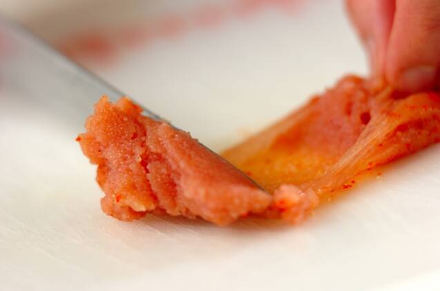 明太子とザーサイのチャーハンの作り方の手順1