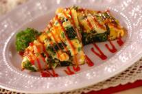 ソーセージとホウレン草入りオムレツ