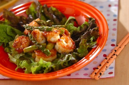 エビとアスパラのマヨ炒め