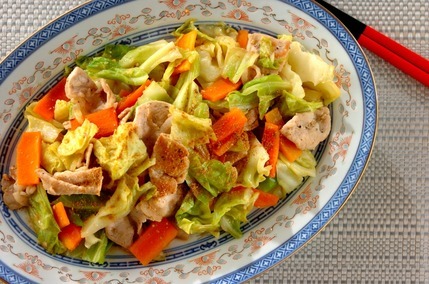 春キャベツと豚のゴマみそ炒め