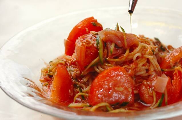 生ハムとツナの冷製トマトスパゲティーの作り方の手順5