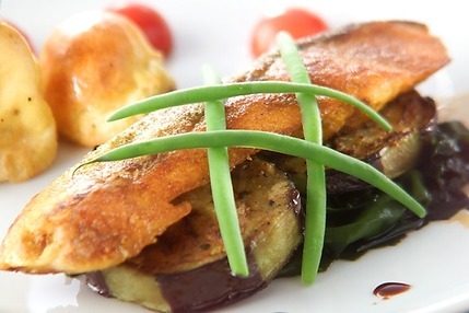 ナスとサーモンのソテー