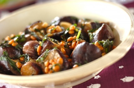 ナスのみそ納豆炒め