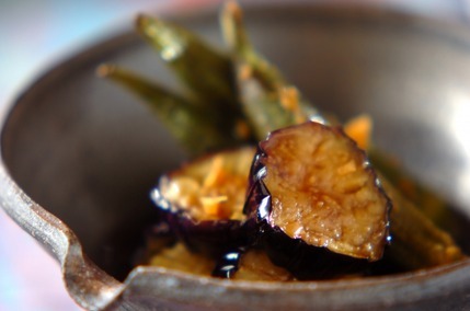 ナスとオクラのショウガじょうゆ漬け