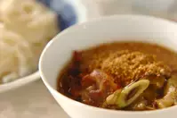 ゴマ香る豚肉とナスのつけうどん(3時間下準備あり)