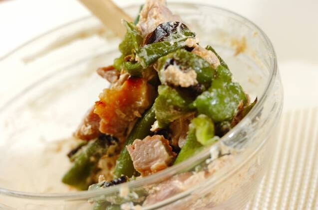 ピーマンと鶏もも肉のクリームチーズ和えの作り方の手順4