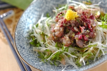 薬味添えアジのたたき