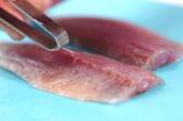 薬味添えアジのたたきの下準備1