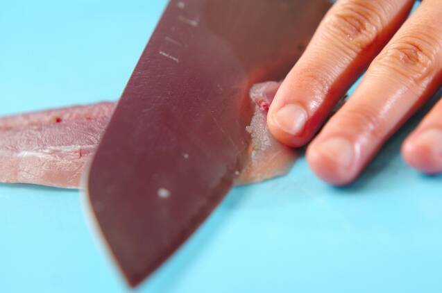 薬味添えアジのたたきの作り方の手順5