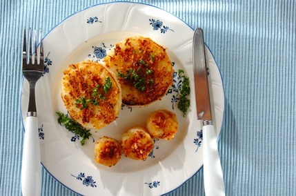 ジューシーカブとホタテのカリカリパン粉ソテー