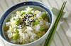 たくあんと枝豆の混ぜご飯の作り方の手順