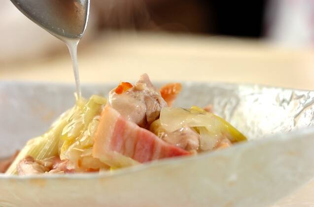 干し白菜と鶏もも肉のあんかけの作り方の手順8