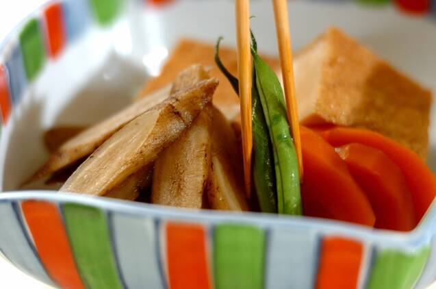 厚揚げとゴボウの煮物の作り方の手順3