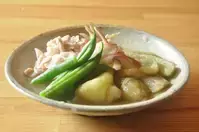 焼きナスと豚しゃぶのだし浸し