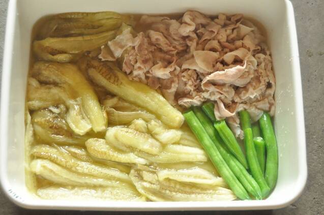 焼きナスと豚しゃぶのだし浸しの作り方の手順7