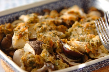 鶏むね肉とキノコの大葉みそ焼き(漬け込み時間有り)