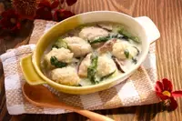 れんこん団子と青梗菜の豆乳シチュー