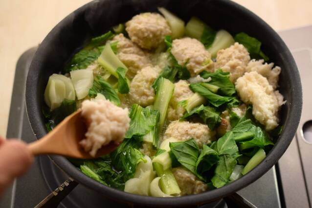 れんこん団子と青梗菜の豆乳シチューの作り方の手順9