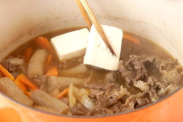 たっぷり野菜と一緒に！味しみ肉豆腐の作り方の手順11