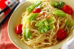 春キャベツのガーリックパスタ