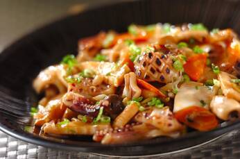 イカとネギのオイスター炒め