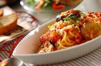 簡単絶品！ツナとナスのトマトソースパスタ