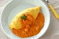 トマトクリームソースのオムライス