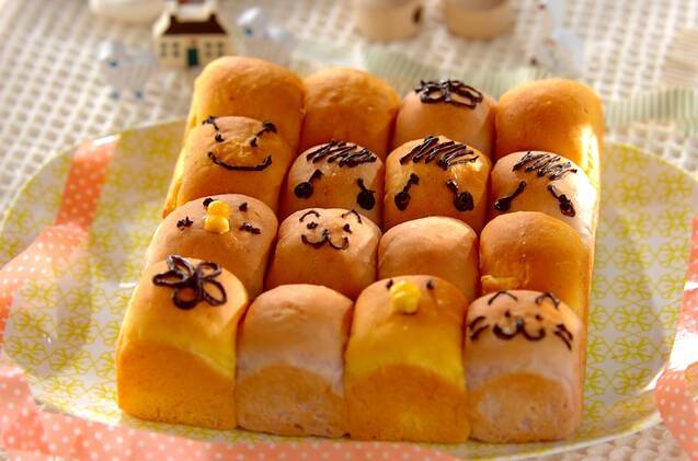 紫芋とカボチャの2色のちぎりパン